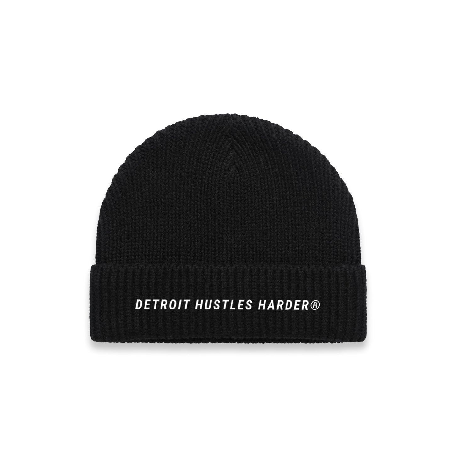 Detroit Hustles Harder® Gauge Embroidered Beanie