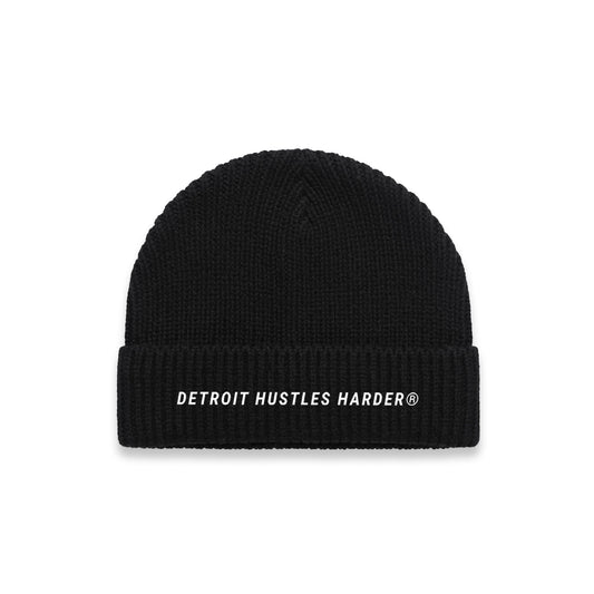 Detroit Hustles Harder® Gauge Embroidered Beanie