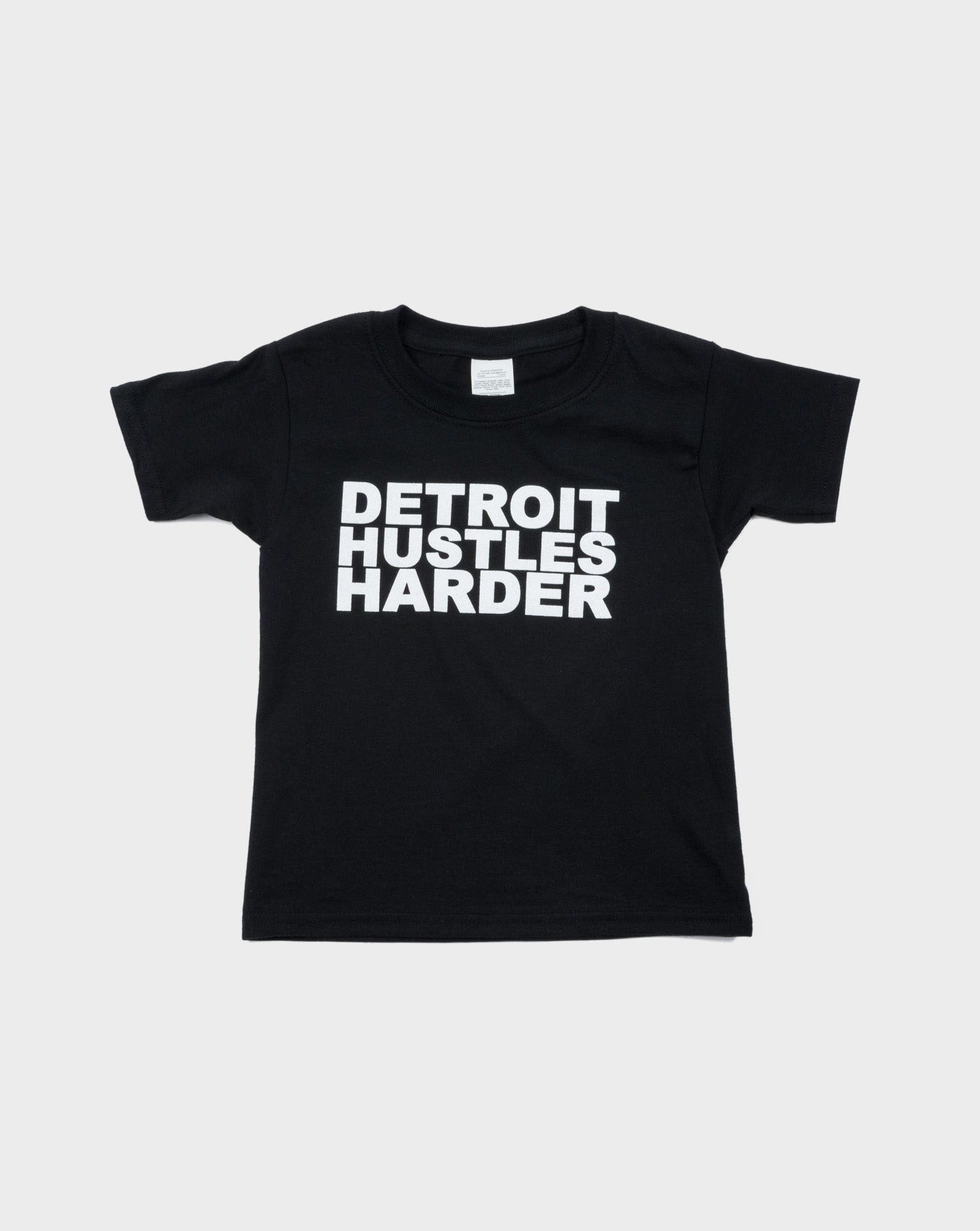 Toddler Short Sleeve T-Shirt White Print, T-SHIRT, DETROIT HUSTLES HARDER® - DETROIT HUSTLES HARDER®