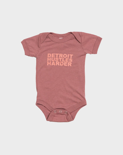 Short Sleeve Onesie Mauve Print, Onesie, DETROIT HUSTLES HARDER® - DETROIT HUSTLES HARDER®